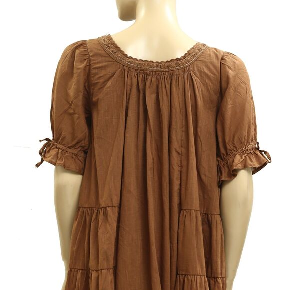 Free People Sandy Shores Babydoll Mini Dress Eyelet Embroidered Tiered S 283188 - Picture 7 of 8
